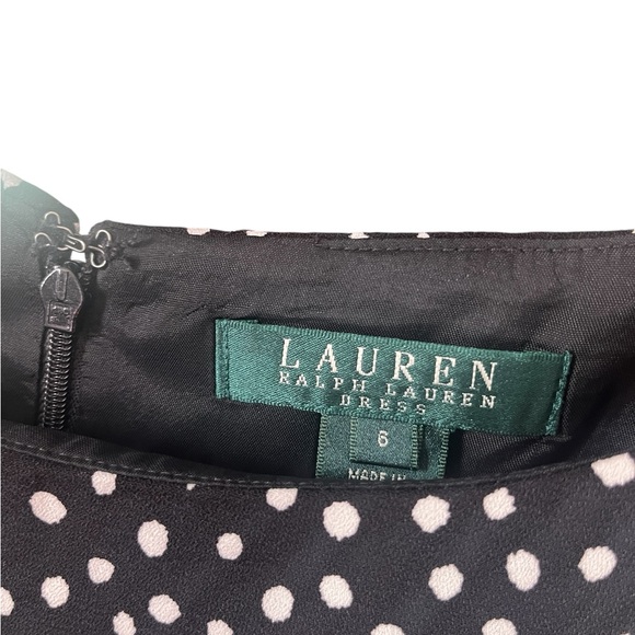 Ralph Lauren Black Polka Dot Bolorblock Fit & Flare Dress Sz 6 - Picture 4 of 9